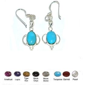 Sterling Silver Handmade Genuine Stone Earrings