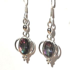 Sterling Silver Rainbow Mystic Quartz Earrings
