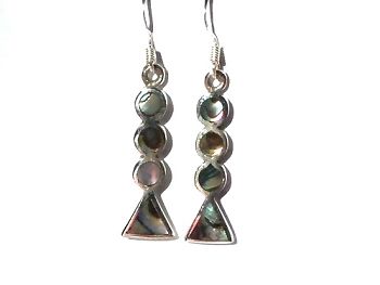 Sterling Silver Stacked Circle and Triangle Genuine Stone Earrings