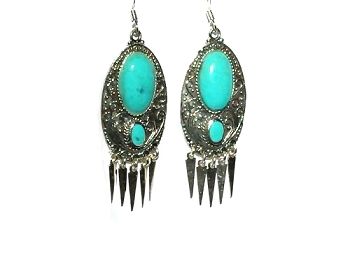 Sterling Silver Exotic Genuine Stone Dangle Earring