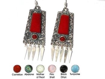 Sterling Silver Genuine Shell Exotic Hand Made Dangle Earring