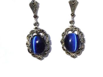 Sterling Silver Earring with Cats Eye Gemstone