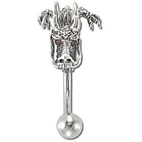 Banana Cz Dragon Head 14g / 10mm-Lg / 5mm Ball