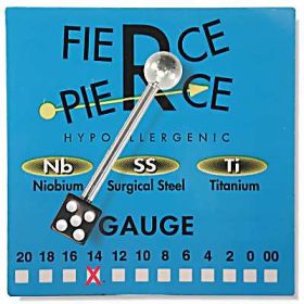 Barbell Red or BluesDice Bead 14g/15mm-Lg/5mm-Bl 316L Surgical Steel