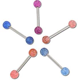 Barbell UV Glitter Bead  14g / 19mm-Lg /6mm Ball