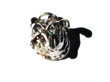Sterling Silver Bulldog Face Charm  Pendant