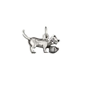 Sterling Silver 925 Kitty Cat playing with Yarn Ball Charm Pendant