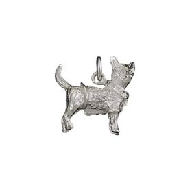 Sterling Silver Fox Terrier in Sweater Charm Pendant