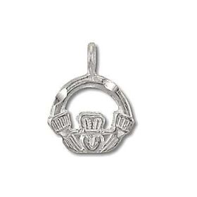 Sterling Silver Claddagh Heart Diamond Cut Pendant