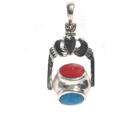 Sterling Silver Lovers Claddagh Spinning Stone Ball Pendant