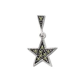 Sterling Silver Genuine 9 Marcasite Star Pendant