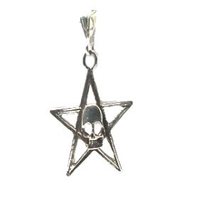 Sterling Silver Skull on 5 point Star  Pendant
