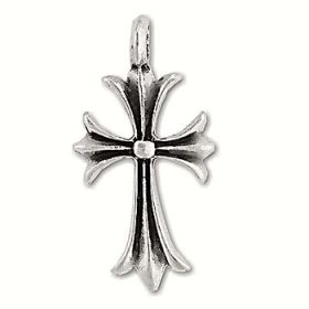 Sterling Silver Oxidize Flute Cross Pendant