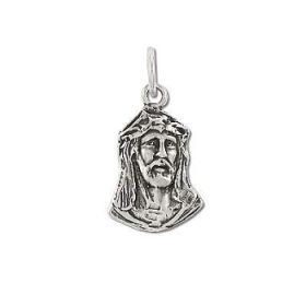 Sterling Silver Oxidized Jesus Head Charm Pendant