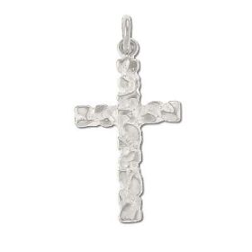 Sterling Silver Nugget Cross Pendant