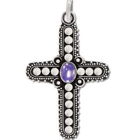 Sterling Silver Handmade Genuine Stone Cross Pendant