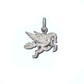 Sterling Silver Flying Pegasus Diamond Cut Charm Pendant