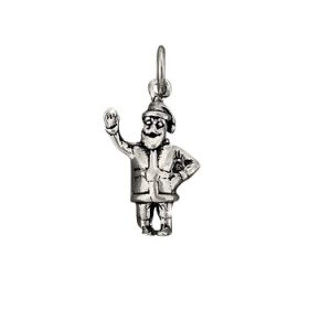 Sterling Silver Waving Santa Claus Charm Pendant