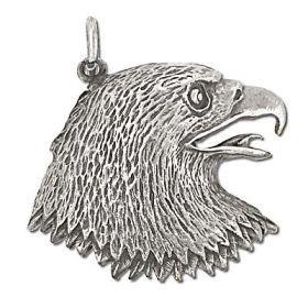 Sterling Silve Oxidized Bald Eagle Head Pendant