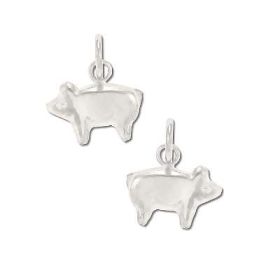 Sterling Silver Small Puffed Pig Pendant
