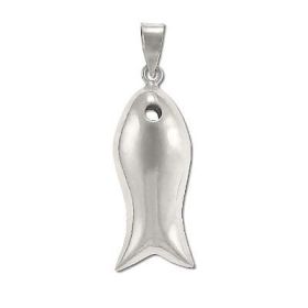 Sterling Silver Puffed Fish with Open Eye Pendant