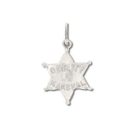 Sterling Silver 925 Deputy Us Marshal Badge Pendant