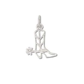Sterling Silver Openwork Cowboy Boot with Spur Pendant