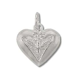 Sterling Silver Heart with Flower Center Pendant