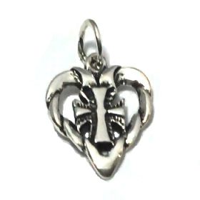 Sterling Silver Oxidized Cross in Heart Pendant