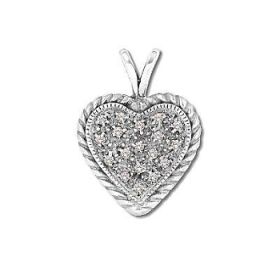 Sterling Silver Pave-Look Heart Pendant