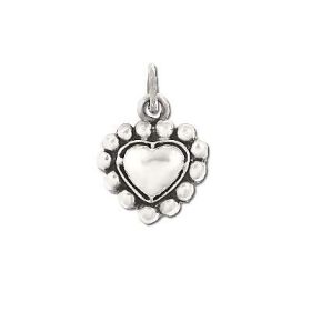 Sterling Silver Diamond Cut Puffed Heart  Charm Pendant