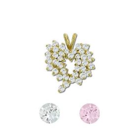 Sterling Silver Vermeil CZ Cluster Heart Pendant