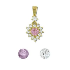 Sterling Silver Vermeil CZ Heart With Border Pendant
