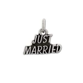 Sterling Silver Just Married Charm Pendant