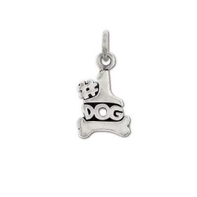 Sterling Silver #1 Dog with Bone Charm Pendant