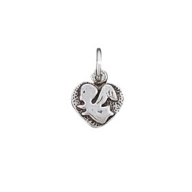 Sterling Silver Cherub Silhouette On Heart Charm Pendant
