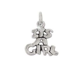 Sterling Silver Its A Girl Words Pendant Charm