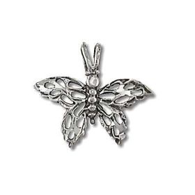 Sterling Silver Butterfly Diamond Cut Filigree Pendant