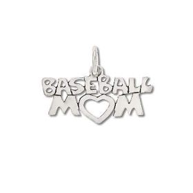 Sterling Silver BaseBall Mom Charm Pendant