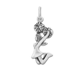 Sterling Silver Jumping Cheerleader charm pendant