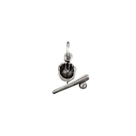 Sterling Silver Baseball Mitt Bat and Ball pendant charm.