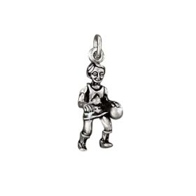 Sterling Silver BasketBall Player Dribbling pendant charm.