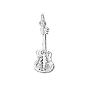 Sterling Silver Diamond Cut Guitar Pendant