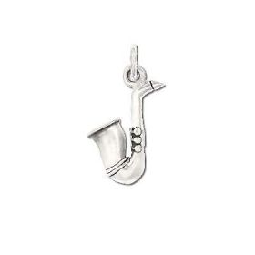 Sterling Silver Saxophone charm pendant.