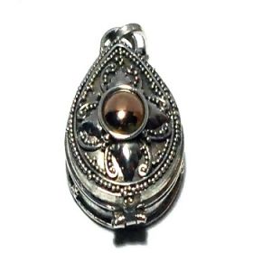 Sterling Silver Prayer Tear Box Pendant w/ Gold Accented Center