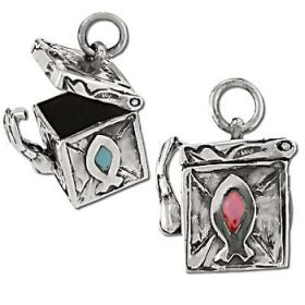 Sterling Silver Hand-Made Enamel Fish Prayer Box Pendant