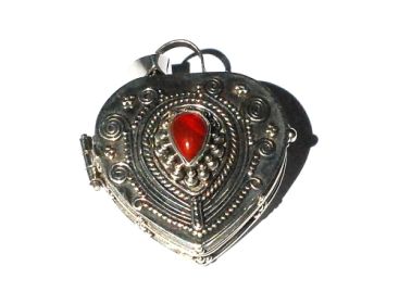 Sterling Silver Heart Prayer Box Carnelian Pendant