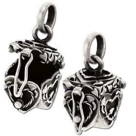 Sterling Silver Oxidized Vine Heart Prayer Box Pendant