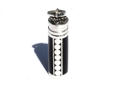Sterling Silver Bali Black Accents Cylinder Prayer Box Pendant