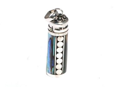 Sterling Silver Cylinder Paua Abalone Shell Prayer Box
